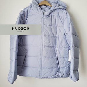 NEW* HUDSON NORTH Plus Size 1X Light Blue Lightweight Puffer Hooded Pockets